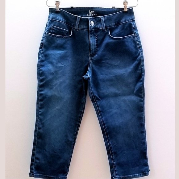 SOLD Lee Riders Capri Midrise Jeans Sedona Indigo 8 M Cropped Stretch Denim - Picture 3 of 6